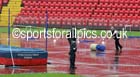 In terrible conditions trying to keep the high jump area dry was extremely difficult, British National League, Division 1, Gateshead. Photo: David T. Hewitson/Sports for All Pics